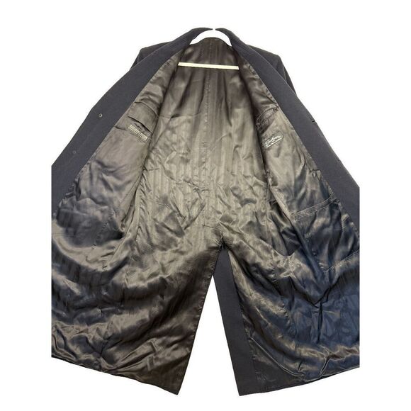 Allyn Saint George Mens Black Cashmere Blend Notch Lapel Trench Coat Size 38 - Picture 8 of 14